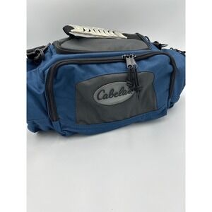 Cabelas Blue Fishing Tackle Waist Pack Hip Bag Multiple Zipper Pockets Outdoor